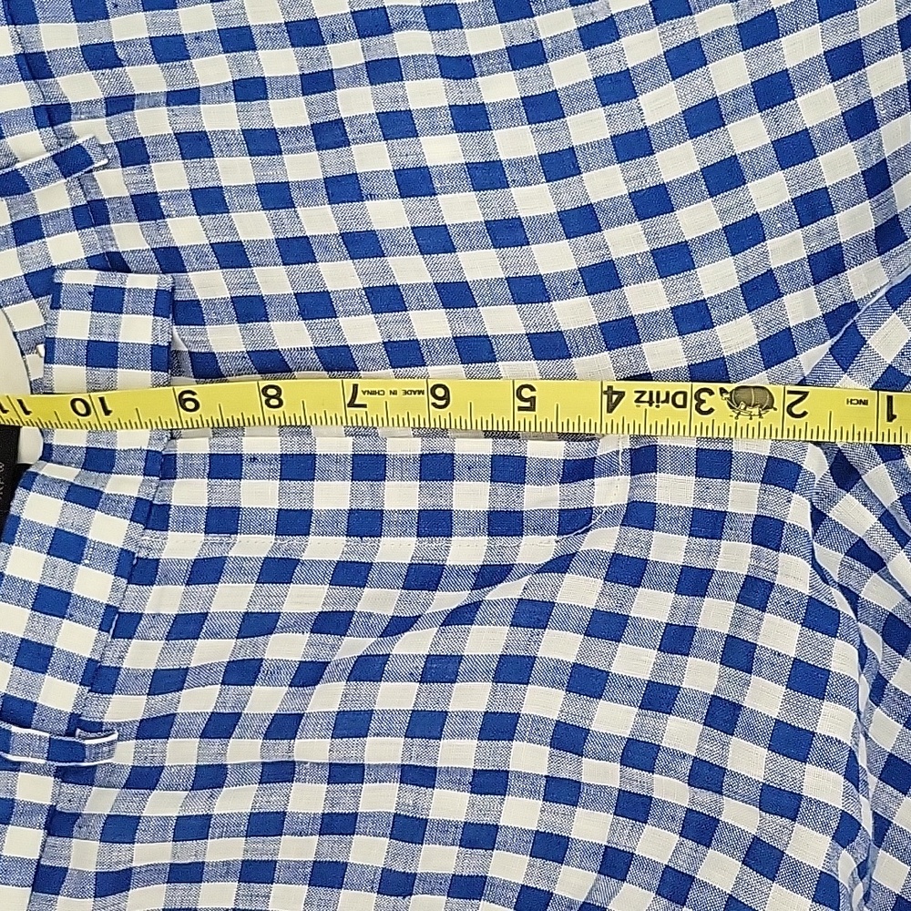 J. Crew Linen Petite Blue Gingham Pants Size 4P - Picture 8 of 11
